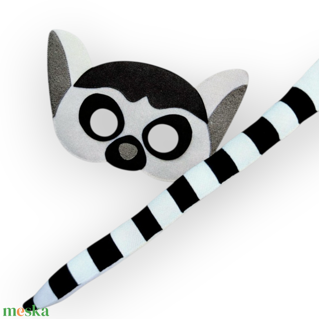 Gyűrűsfarkú maki álarc és farok filcből - ruha & divat - jelmez & álarc - álarc - Meska.hu