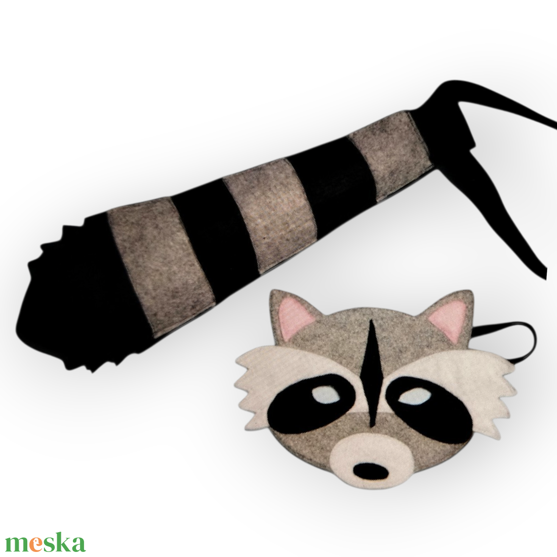 Mosómedve álarc és farok filcből - ruha & divat - jelmez & álarc - álarc - Meska.hu