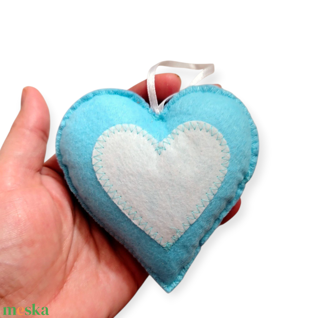 Kék szív filc dísz - otthon & életmód - dekoráció - fali és függő dekoráció - függődísz - Meska.hu