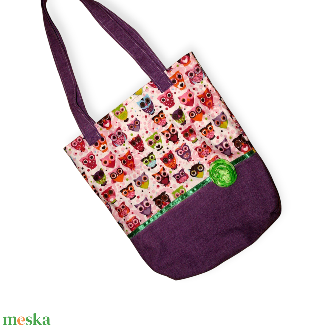 Lila baglyos vászontáska rendelésre - táska & tok - bevásárlás & shopper táska - shopper, textiltáska, szatyor - Meska.hu