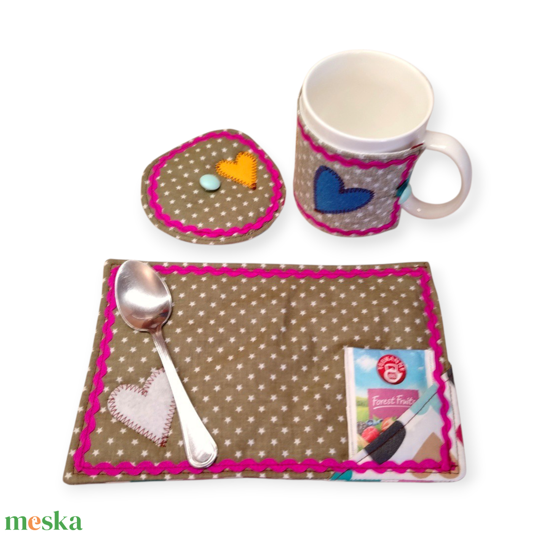 Teás textil szett ajándékötlet - otthon & életmód - konyhafelszerelés, tálalás - tálalás - bögre & csésze - Meska.hu