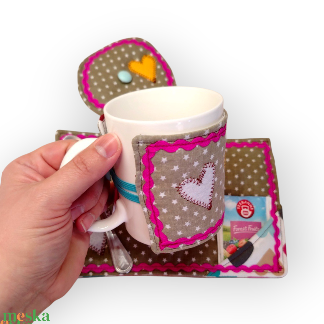 Teás textil szett ajándékötlet - otthon & életmód - konyhafelszerelés, tálalás - tálalás - bögre & csésze - Meska.hu