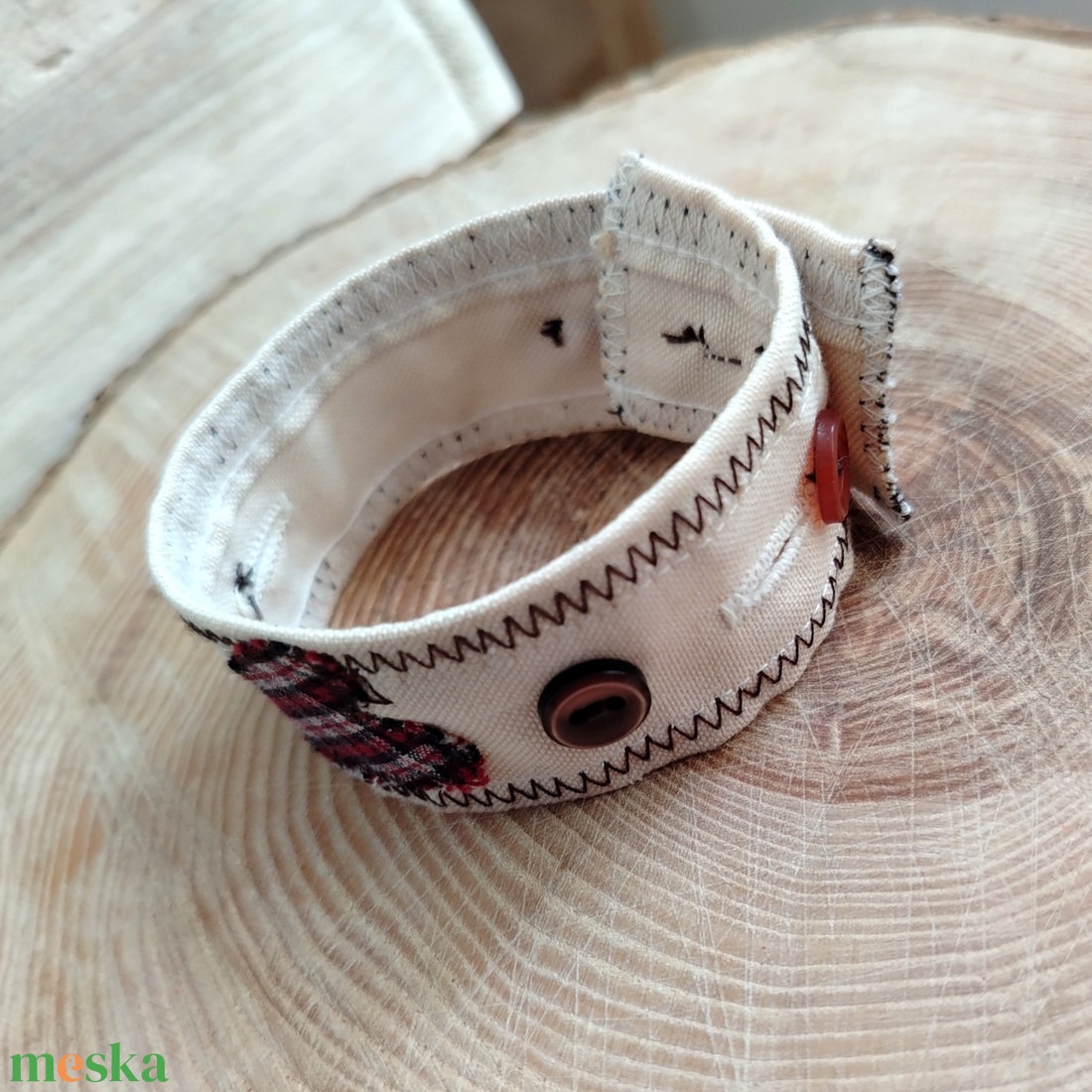 Gimbos textil karkötő  - ékszer - karkötő - gyöngyös karkötő - Meska.hu
