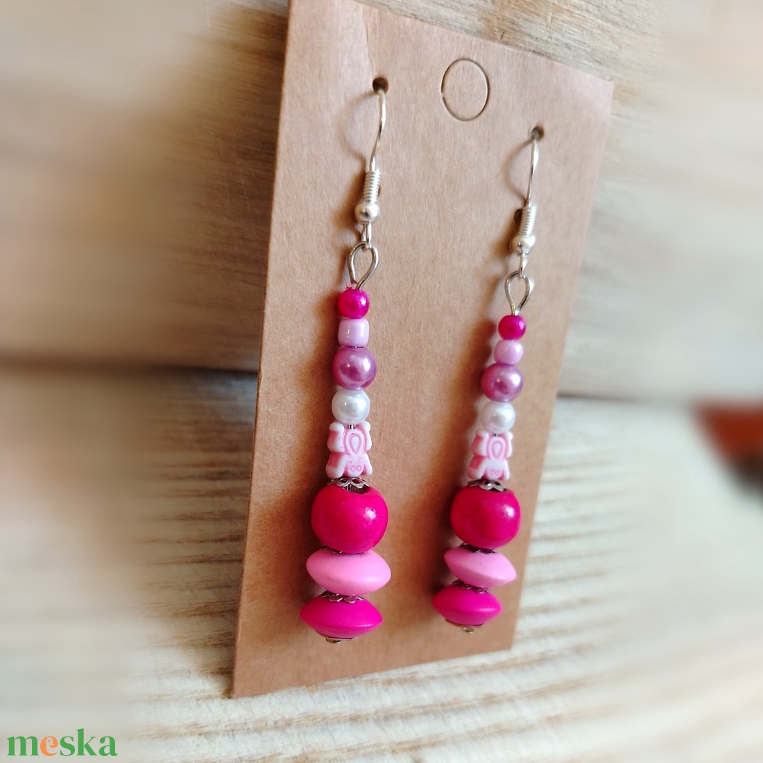 Pink Gyöngyös kézműves fülbevaló - ékszer - fülbevaló - lógó fülbevaló - Meska.hu Pink Gyöngyös kézműves fülbevaló - ékszer - fülbevaló - lógó fülbevaló - Meska.hu