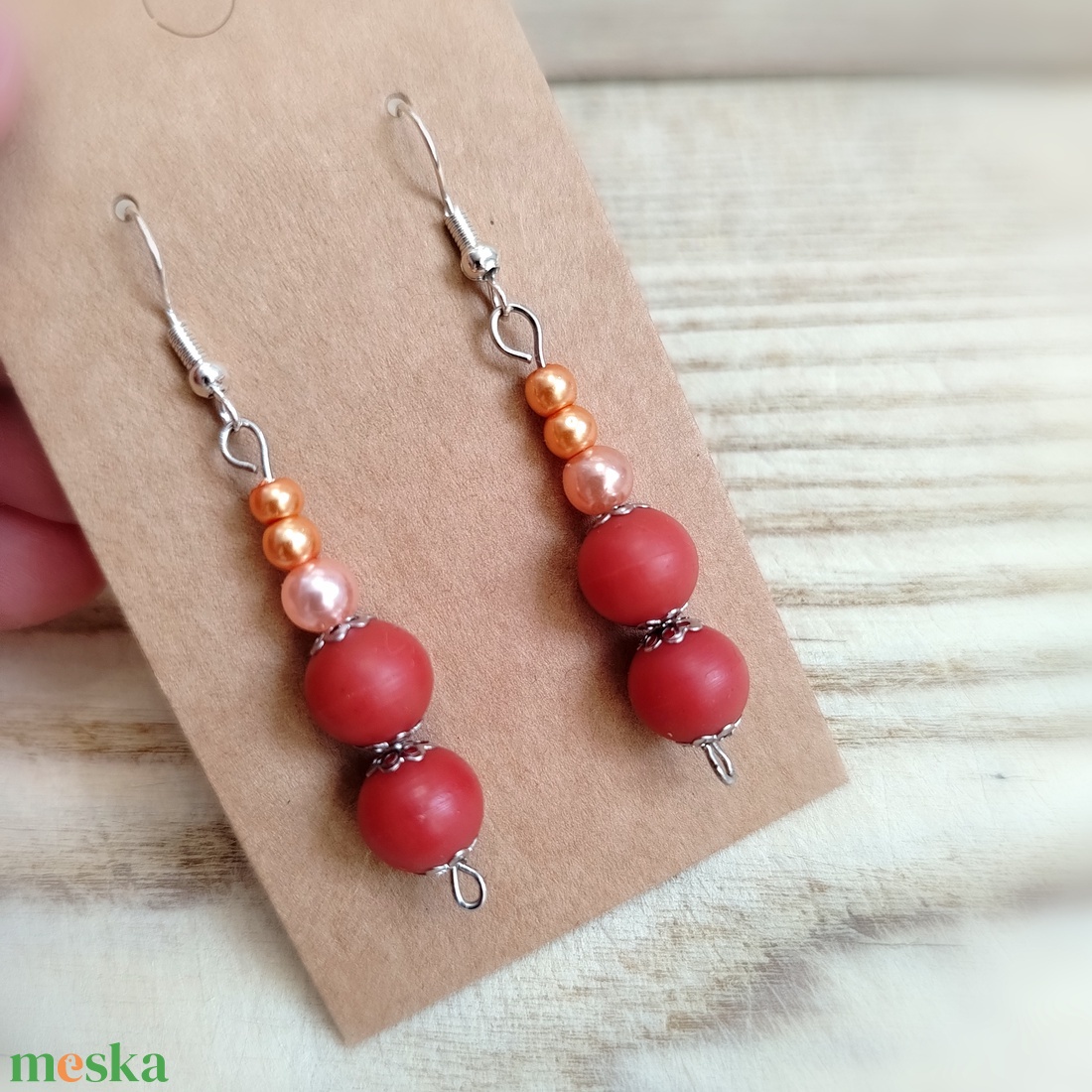 Gyöngyös kézműves fülbevaló - ékszer - fülbevaló - lógó fülbevaló - Meska.hu