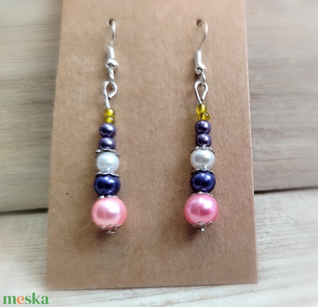 Gyöngyös kézműves fülbevaló - ékszer - fülbevaló - lógó fülbevaló - Meska.hu