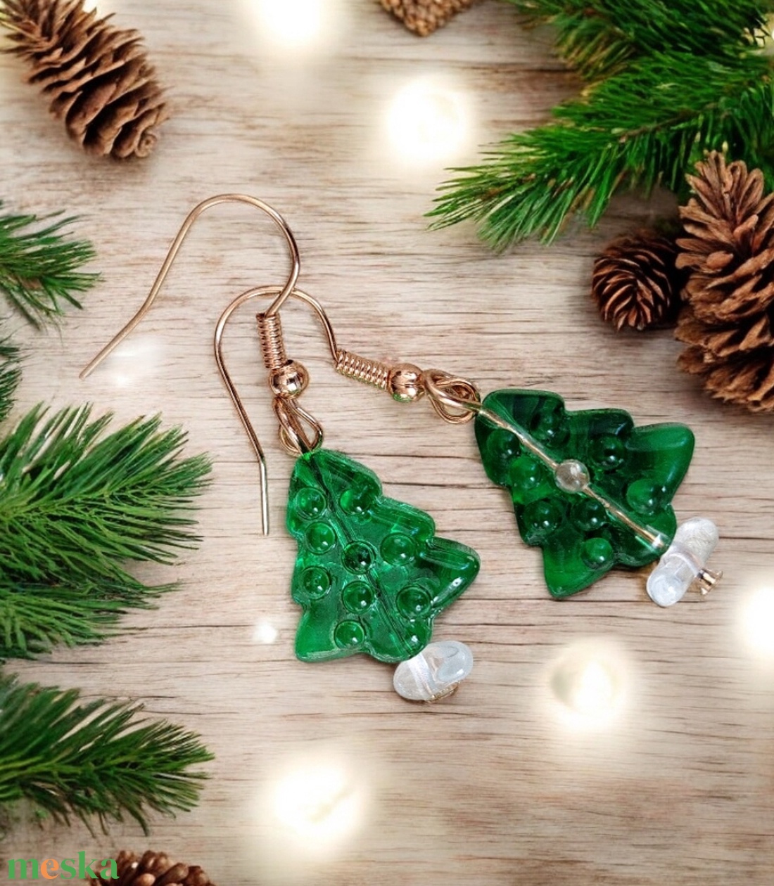 Karácsonyi fülbevaló - ékszer - fülbevaló - lógó csepp fülbevaló - Meska.hu