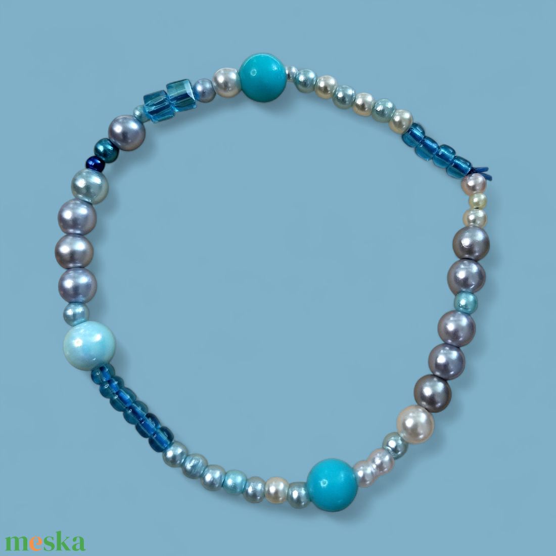 Kék gyöny karkötő  - ékszer - karkötő - gyöngyös karkötő - Meska.hu