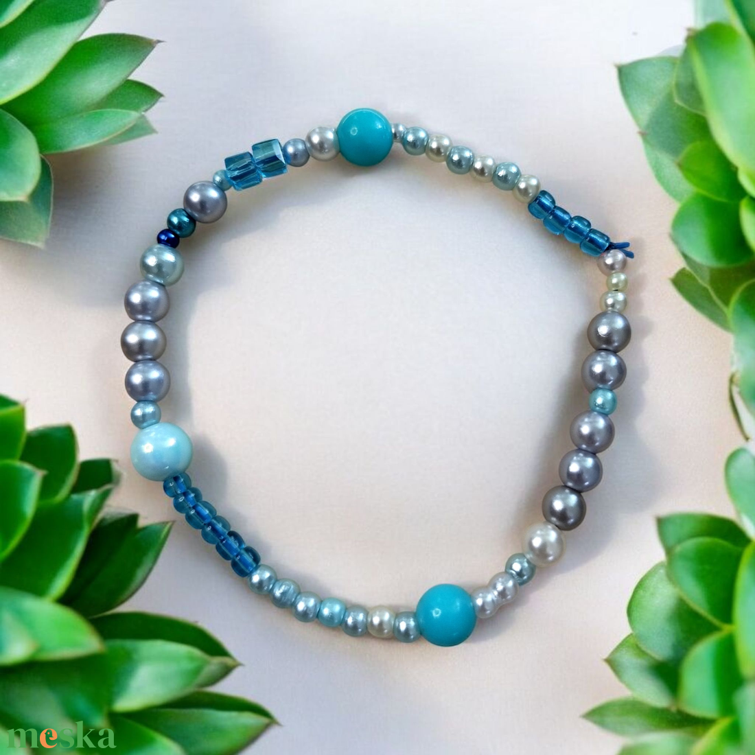 Kék gyöny karkötő  - ékszer - karkötő - gyöngyös karkötő - Meska.hu