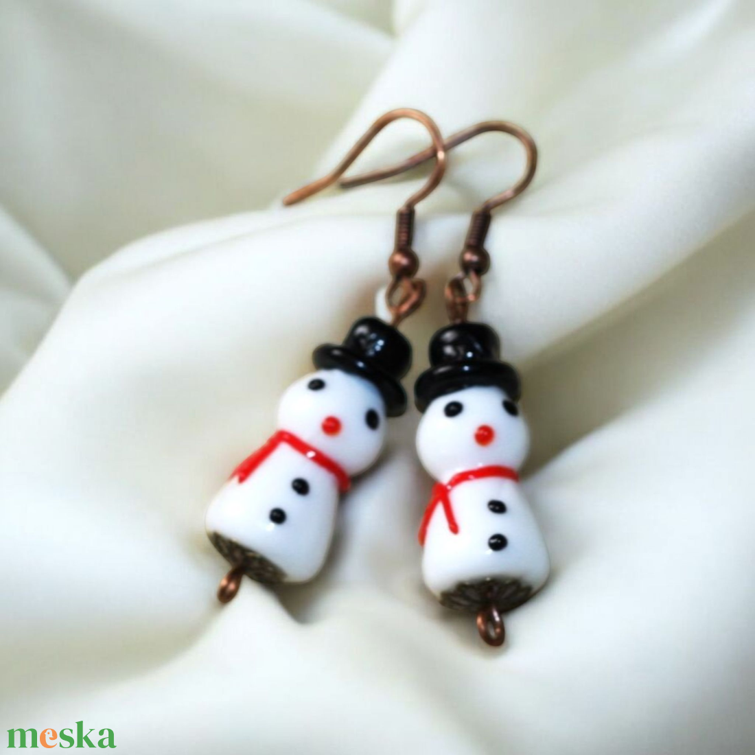 Hóember fülbevaló - ékszer - fülbevaló - lógó fülbevaló - Meska.hu