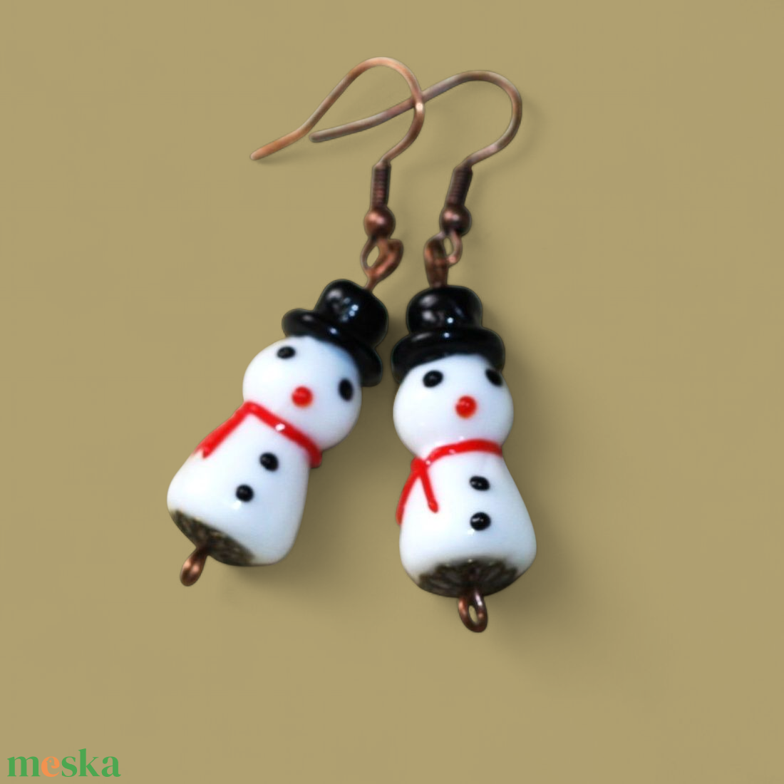 Hóember fülbevaló - ékszer - fülbevaló - lógó fülbevaló - Meska.hu