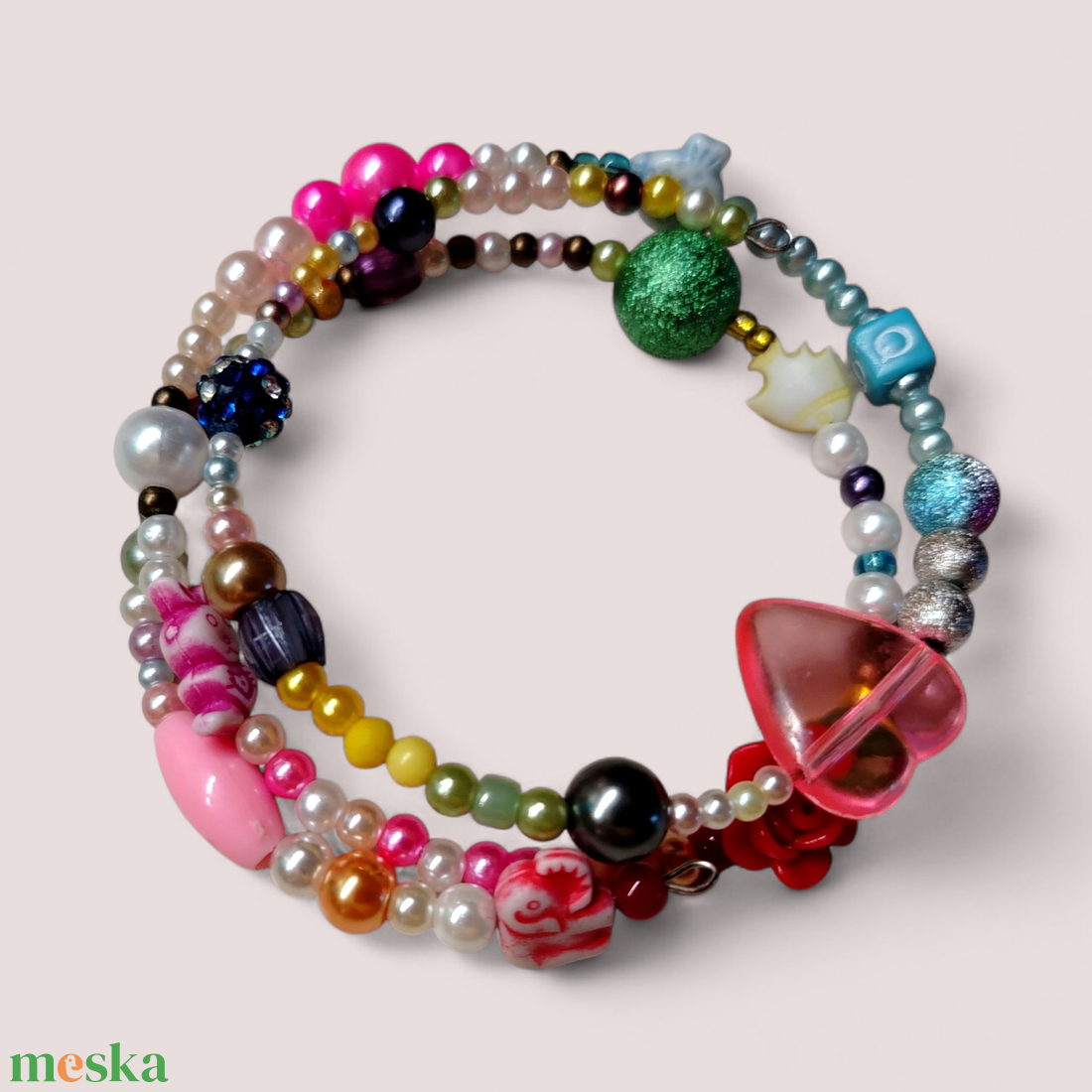 Vidám színek memoria karkötő  - ékszer - karkötő - memóriadrótos karkötő - Meska.hu