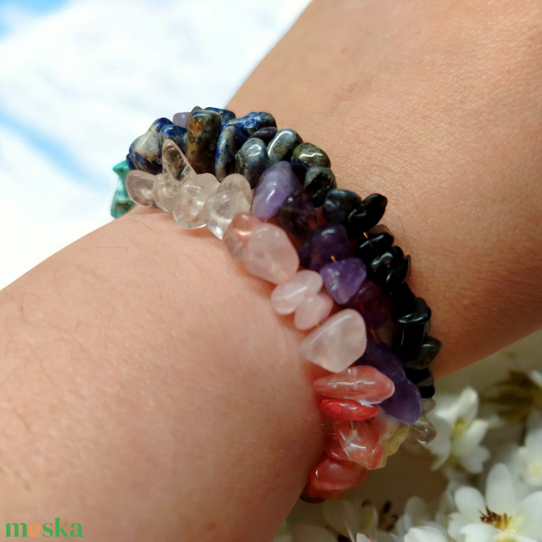 Ásvány karkötő memoria karkötő  - ékszer - karkötő - memóriadrótos karkötő - Meska.hu