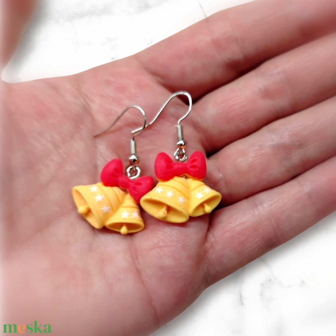 Karácsonyi csengő fülbevaló - ékszer - fülbevaló - lógó fülbevaló - Meska.hu