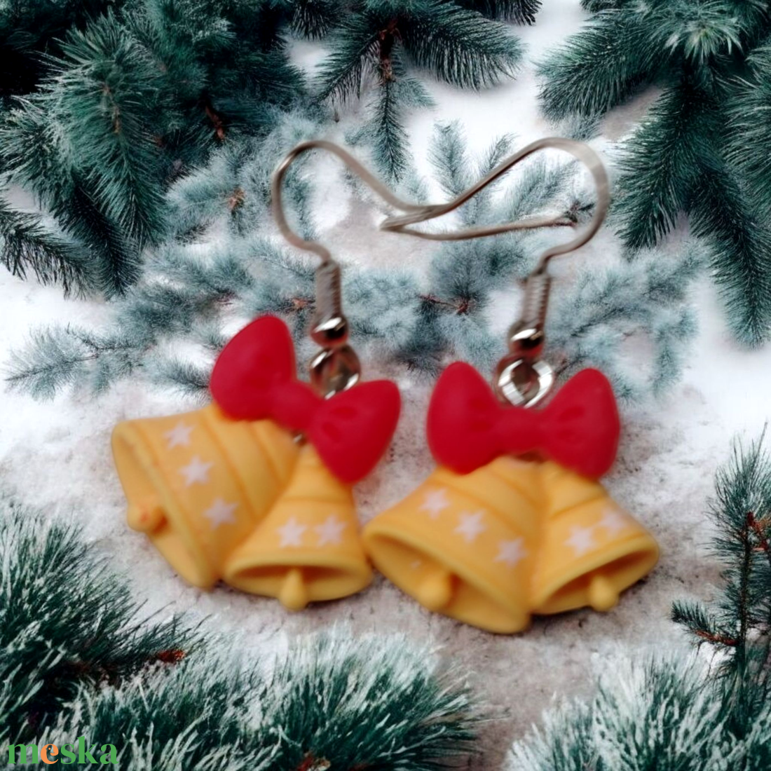 Karácsonyi csengő fülbevaló - ékszer - fülbevaló - lógó fülbevaló - Meska.hu
