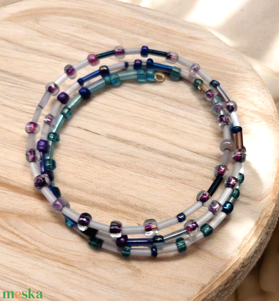  Lila kék színátmenetes memoria karkötő  - ékszer - karkötő - memóriadrótos karkötő - Meska.hu
