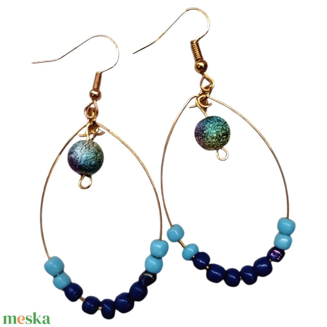 Kék füli - ékszer - fülbevaló - lógó fülbevaló - Meska.hu