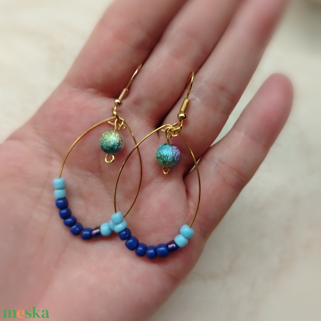 Kék füli - ékszer - fülbevaló - lógó fülbevaló - Meska.hu