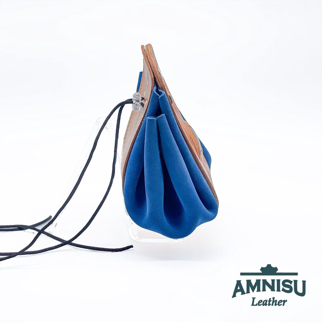 Bézs - kék sárkányszemes bőr 2in1 szütyő és kockatálca - Karen - játék & sport - szerepjáték - Meska.hu