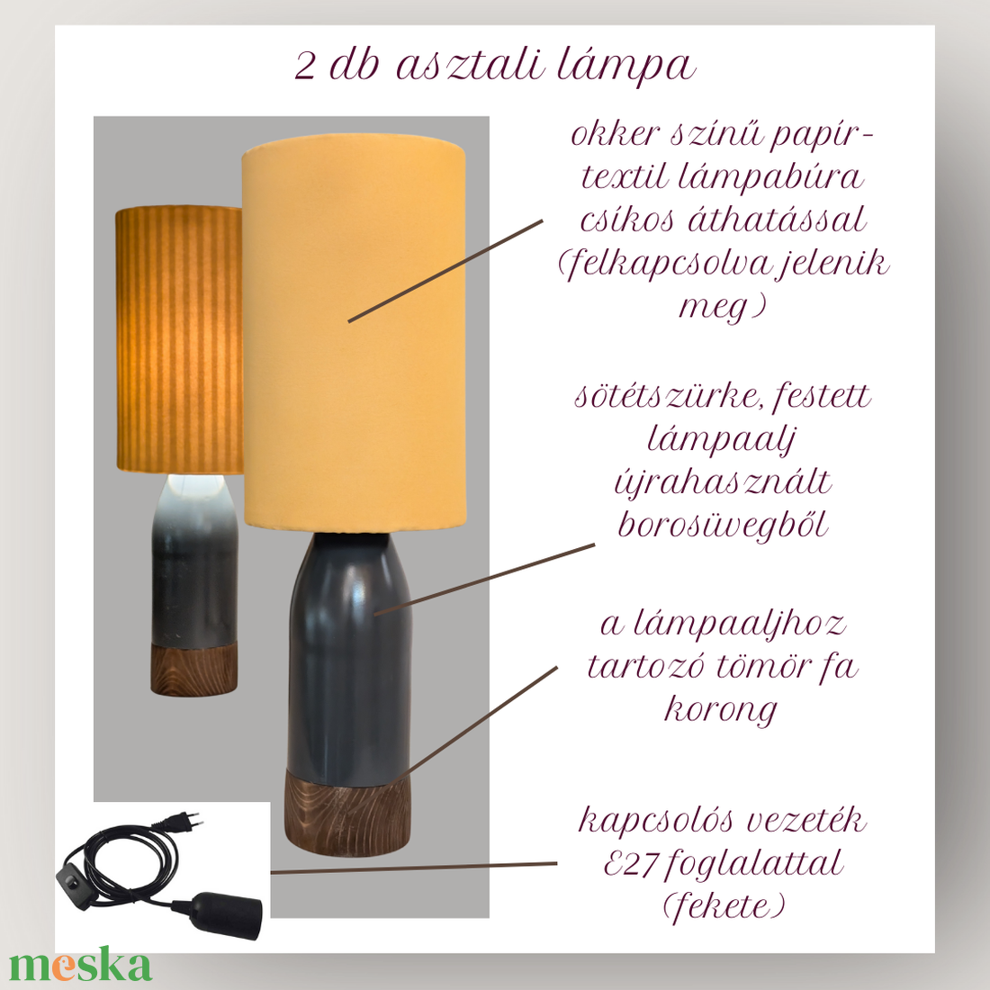 2 db Okker asztali lámpa csíkos áthatással - otthon & életmód - lámpa - asztali lámpa - Meska.hu 2 db Okker asztali lámpa csíkos áthatással - otthon & életmód - lámpa - asztali lámpa - Meska.hu
