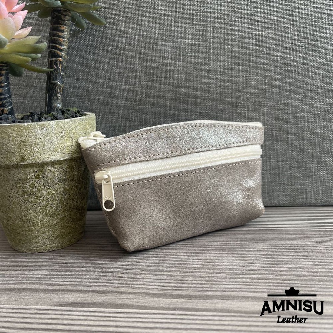 Csillámos sötétbézs kettő cipzáras kulcstartó B1003 - táska & tok - kulcstartó & táskadísz - kulcstartó - Meska.hu