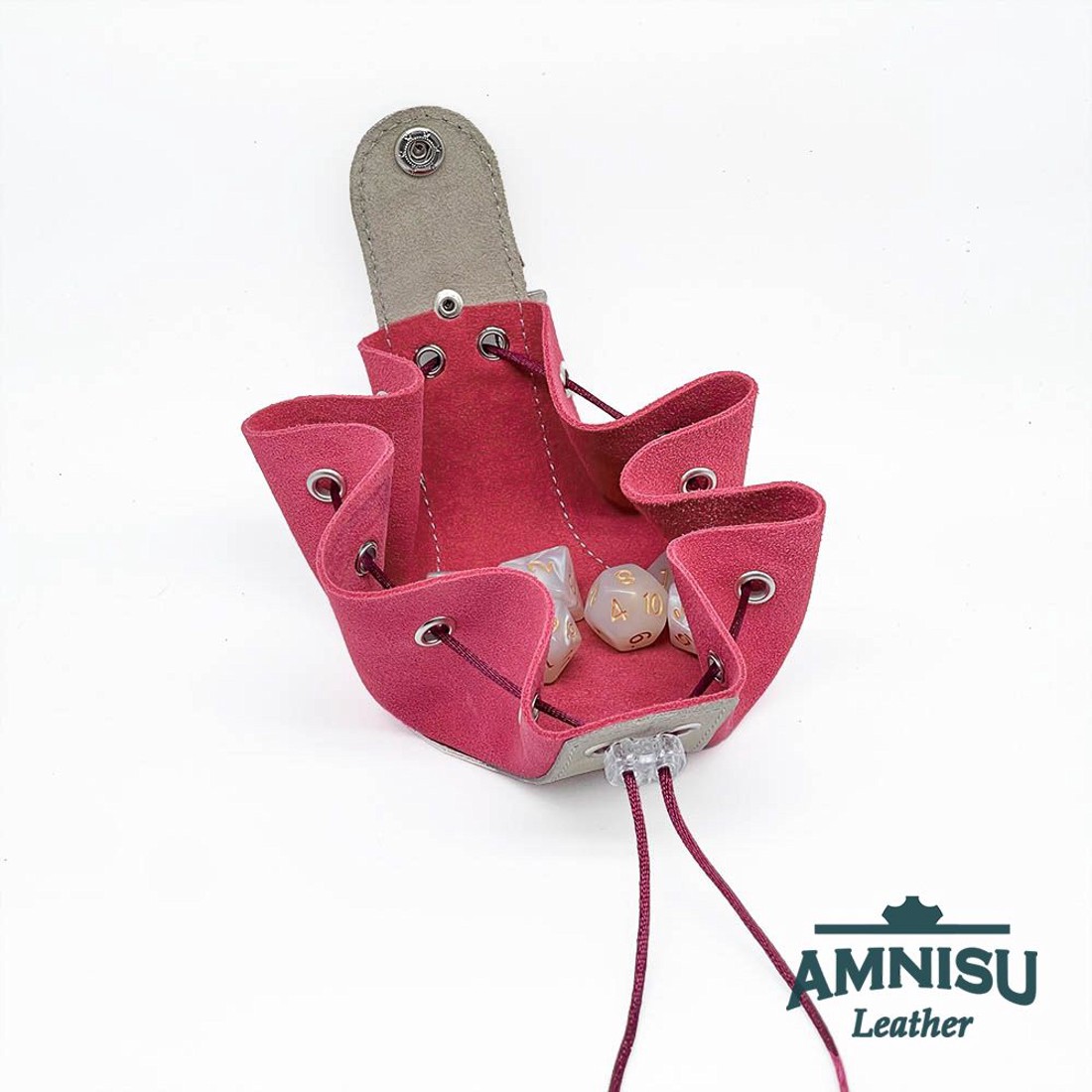 Szürke - sötét rózsaszín bőr mini 2in1 szütyő és kockatálca N8014-4011 - játék & sport - táblajáték és kártyajáték - társasjátékok - dobókocka - Meska.hu