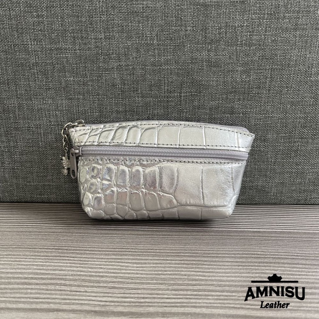 Ezüst krokkómintás kettő cipzáras kulcstartó B1002 - táska & tok - kulcstartó & táskadísz - kulcstartó - Meska.hu