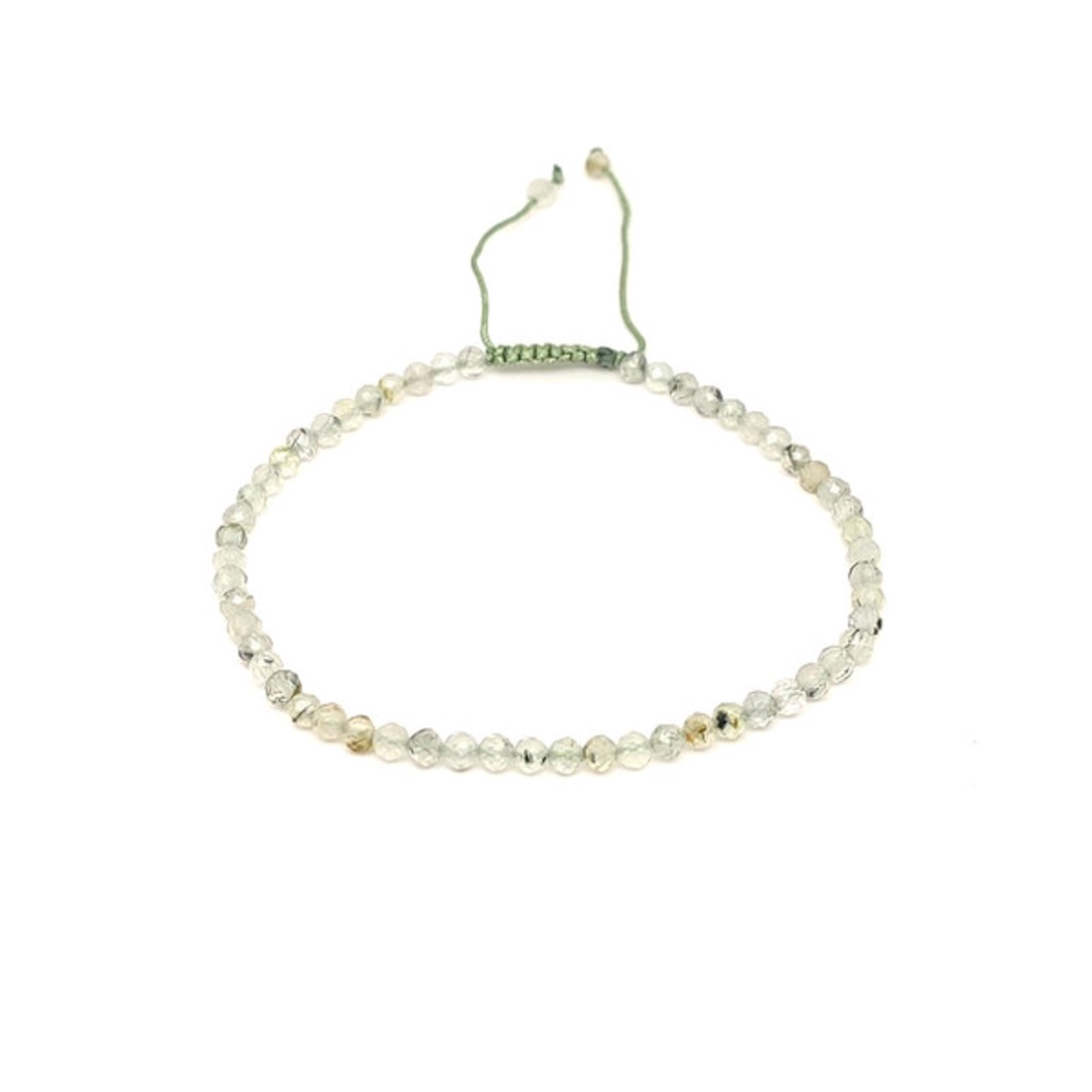 Fazettált prehnit golyós ásvány karkötő csúszócsomóval 4�5mm - ékszer - karkötő - ásványkarkötő - Meska.hu