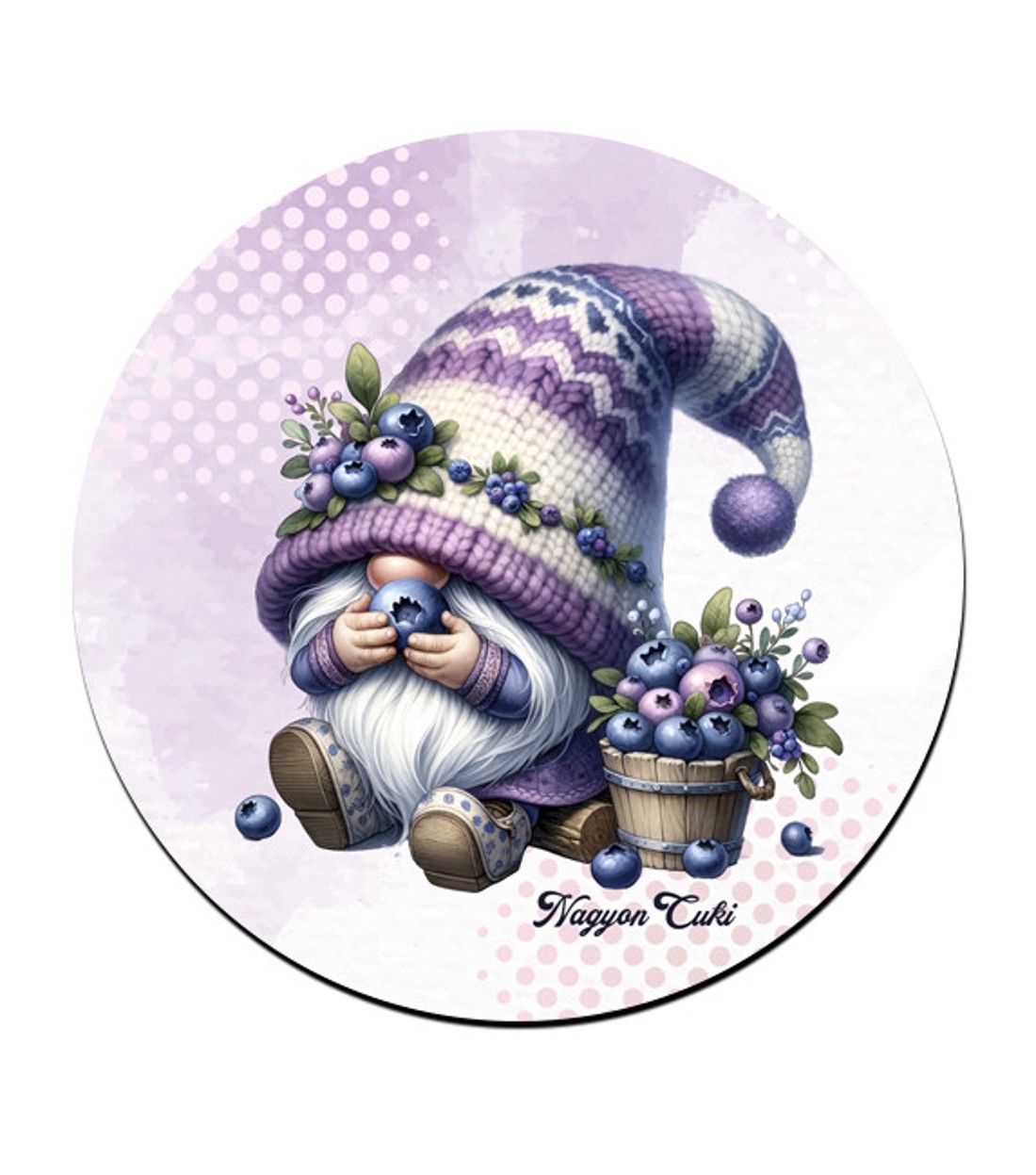 3 db cuki áfonyás manó kör alakú alátét szett (#84) -  - Meska.hu