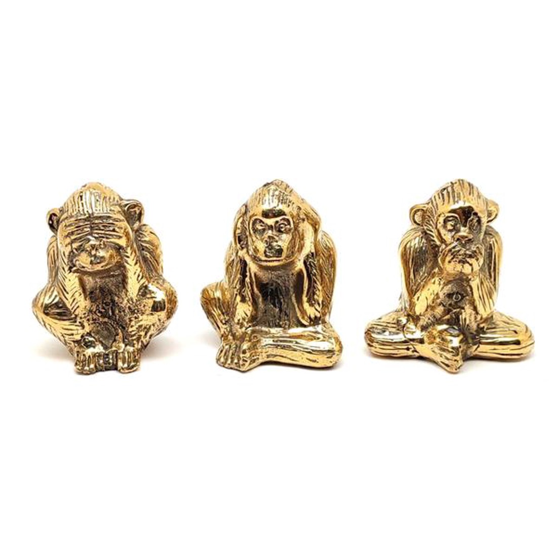 Réz figura Három bölcs majom szett arany 4x3,5cm - otthon & életmód - dekoráció - dísztárgy - Meska.hu