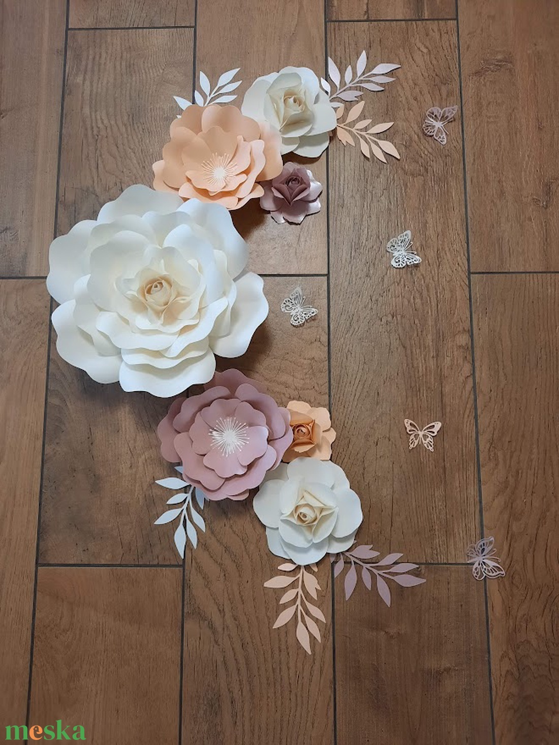 Papírvirág szett  - baba - mama - babaszoba dekoráció - gyerek névtábla - Meska.hu