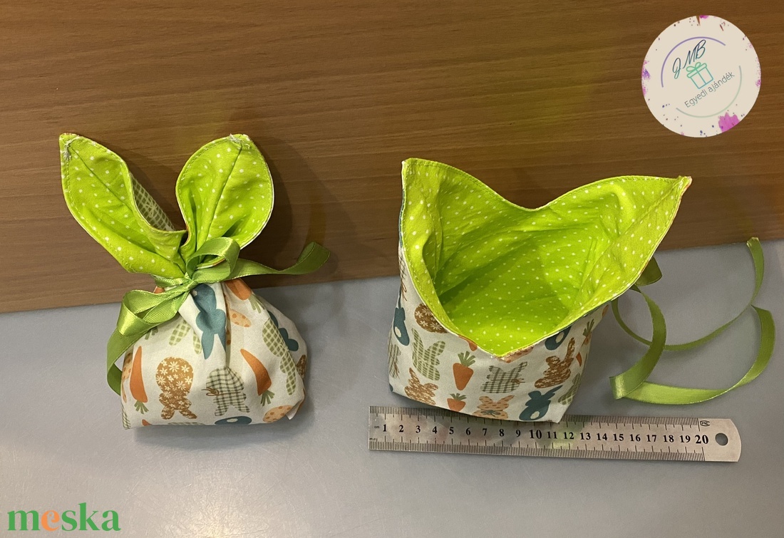 Nyuszifüles ajándékátadó zsák - ünnepi díszek, dekorációk - húsvéti díszek és dekorációk - húsvéti ajándékátadó - Meska.hu