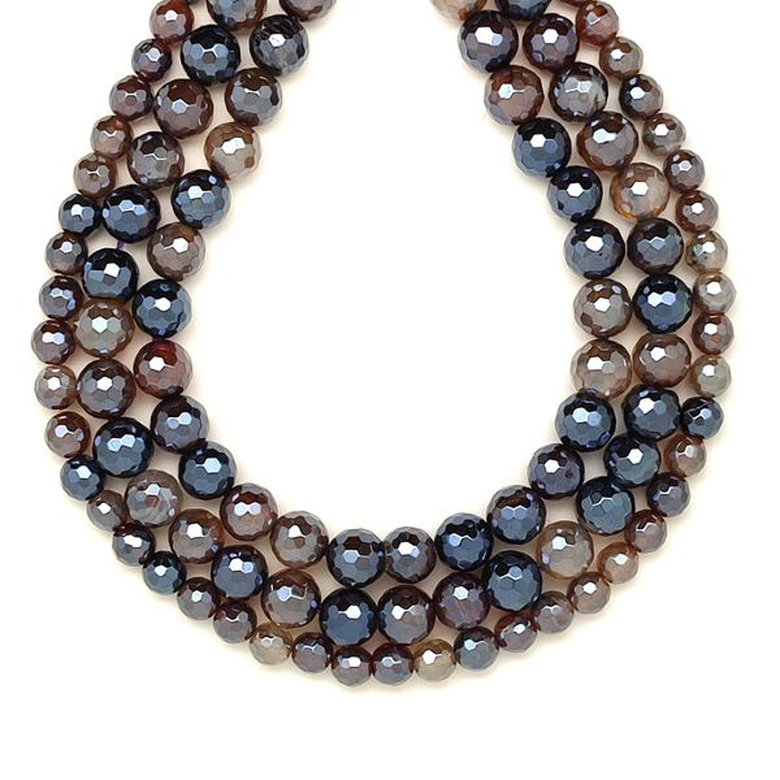 Achát fazettált aura sötét barna golyó 8mm  ékszerkészítő alapanyag (füzér) - kellékek & szerszámok - ásvány alapanyag - ásványfüzér - Meska.hu