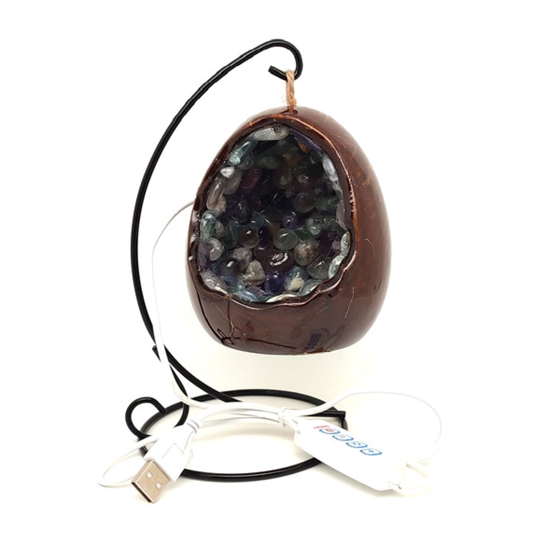 Fluorit tojás hangulatlámpa fém állvánnyal 10 cm - kellékek & szerszámok - ásvány alapanyag - Meska.hu