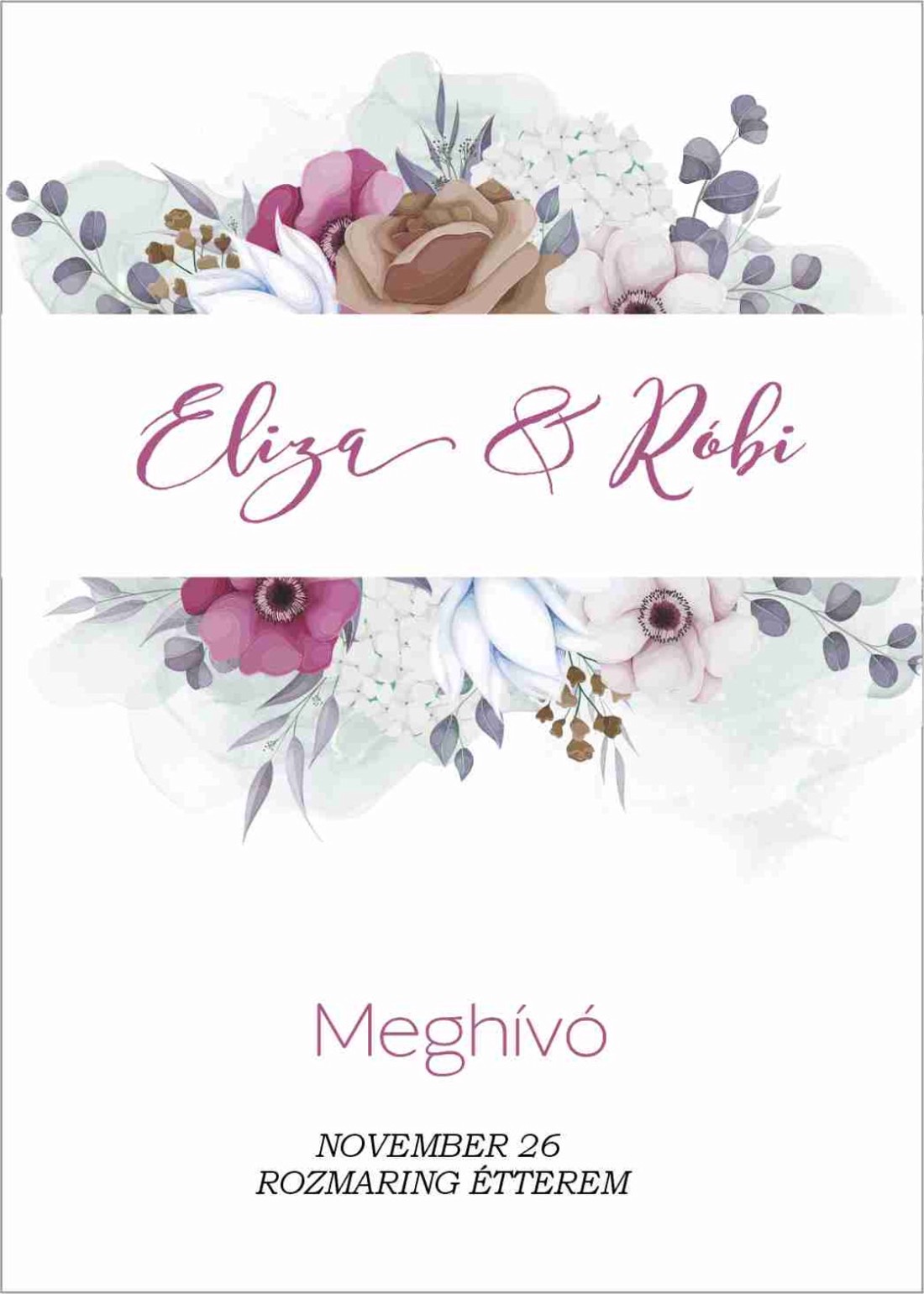 Klasszikus fehér esküvői meghívó virágmintával - esküvő - meghívó & kártya - meghívó - Meska.hu