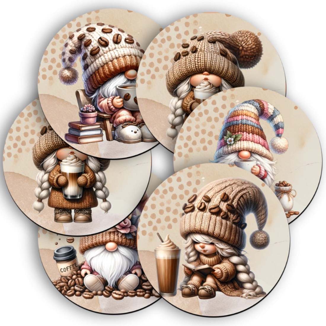 6 db aranyos Kávés manós poháralátét szett (#63) -  - Meska.hu