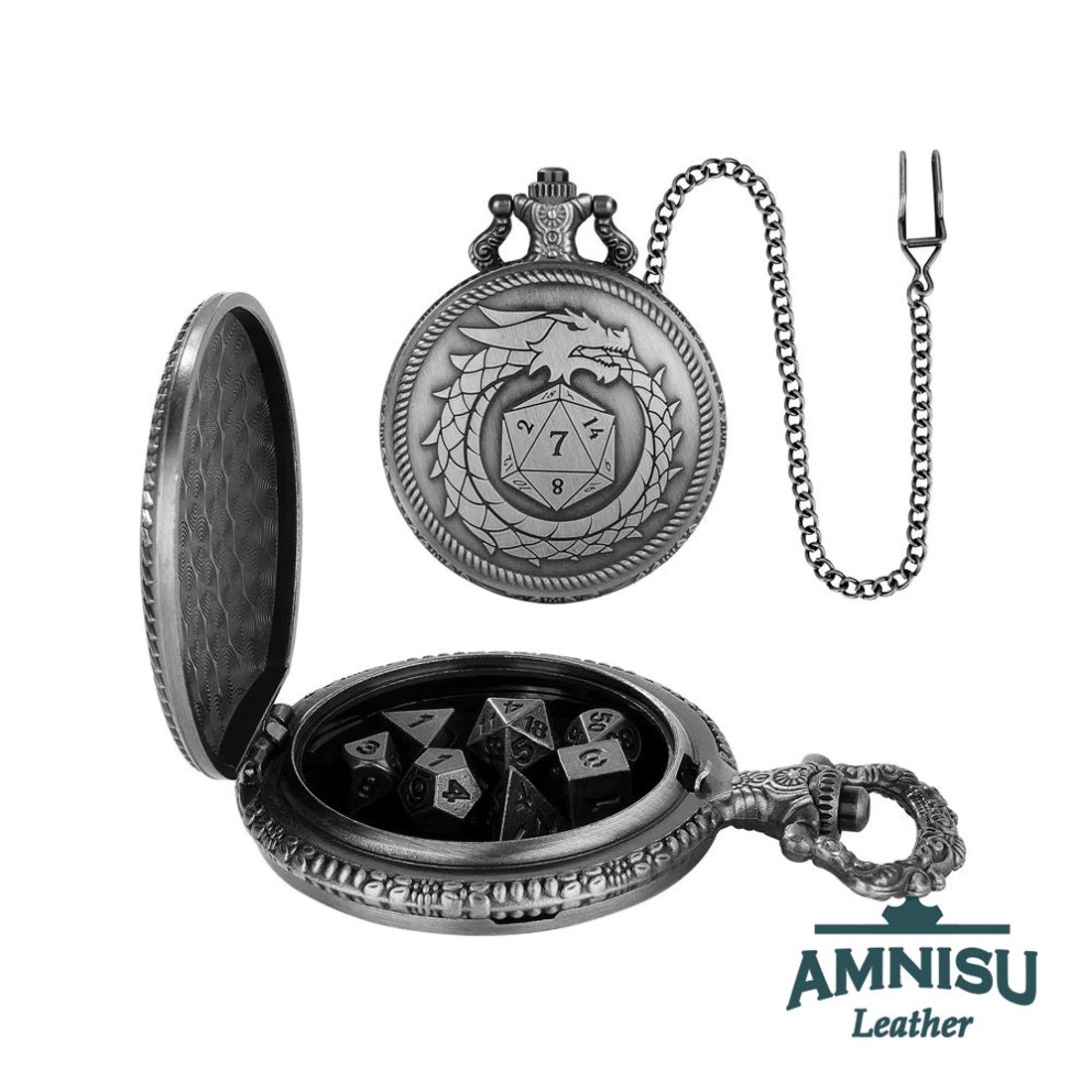 Ezüst sárkány kocka körül mini fém kockaszett zsebóra tokban - játék & sport - szerepjáték - Meska.hu