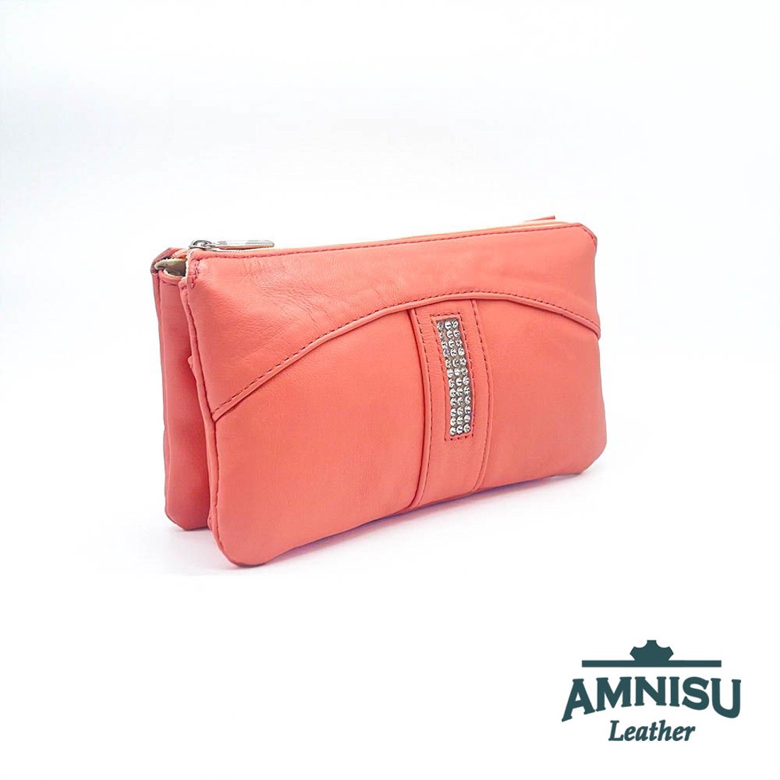 Lazac színű egyenes kristály köves női pénztárca G4019 - táska & tok - pénztárca & más tok - pénztárca - női pénztárca - Meska.hu