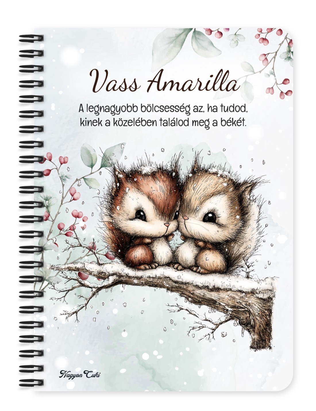 Személyre szabható - Cuki téli mókuskák mintás A6-os füzet - otthon & életmód - papír, írószer - jegyzetfüzet & napló - Meska.hu