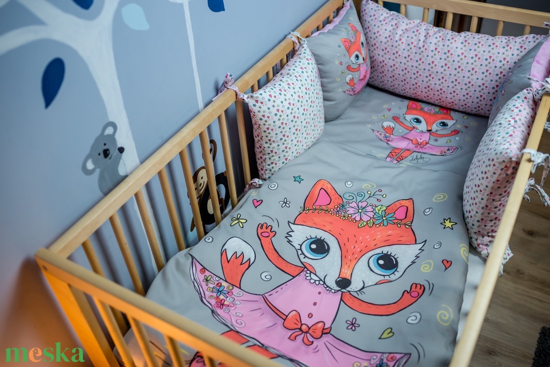 Fejvédő kiságyba - MiniFun kollekció Rózsaszín - otthon & életmód - babaszoba, gyerekszoba - falvédő gyerekszobába - Meska.hu