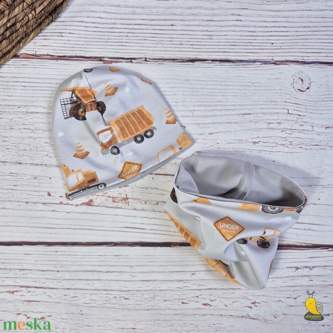 Gyerek sapka - Sál - Munkagépek - ruha & divat - sál, sapka, kendő - sapka & sál szett - Meska.hu