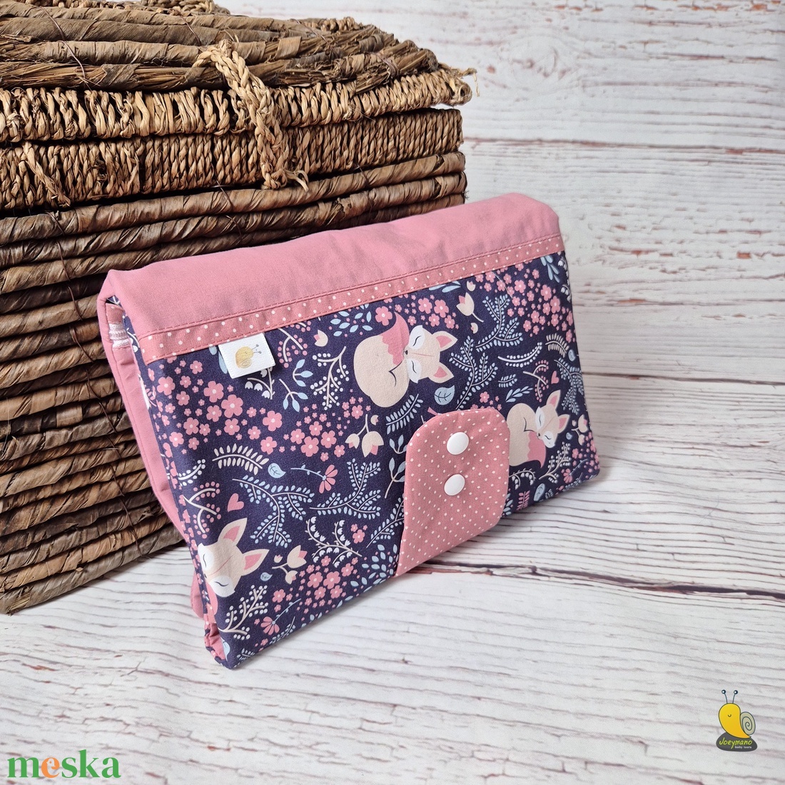 Maxi pelenkatartó táska - Kék alvó róka - mályva - baba - mama - pelenkázó, babafürdető kellékek - pelenkázó neszeszer, pelenkatartó - Meska.hu