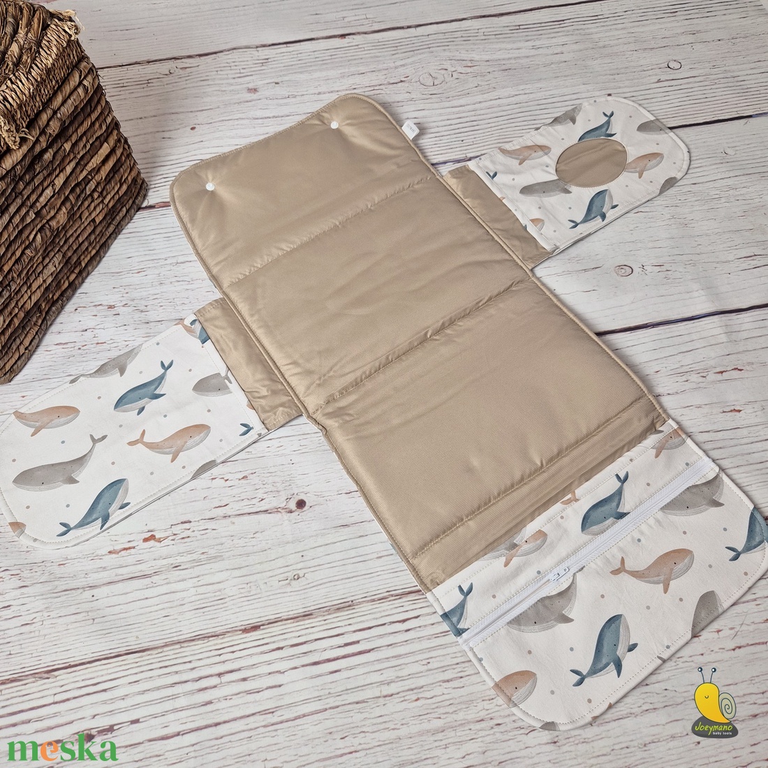 Pelenkázóalátétes pelenkatartó - Bálnák - baba - mama - pelenkázó, babafürdető kellékek - pelenkázó neszeszer, pelenkatartó - Meska.hu