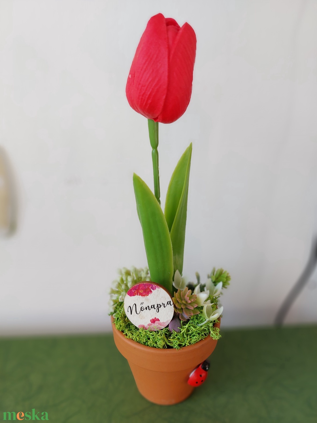 Cserepes tulipán - otthon & életmód - dekoráció - asztal és polc dekoráció - asztaldísz - Meska.hu