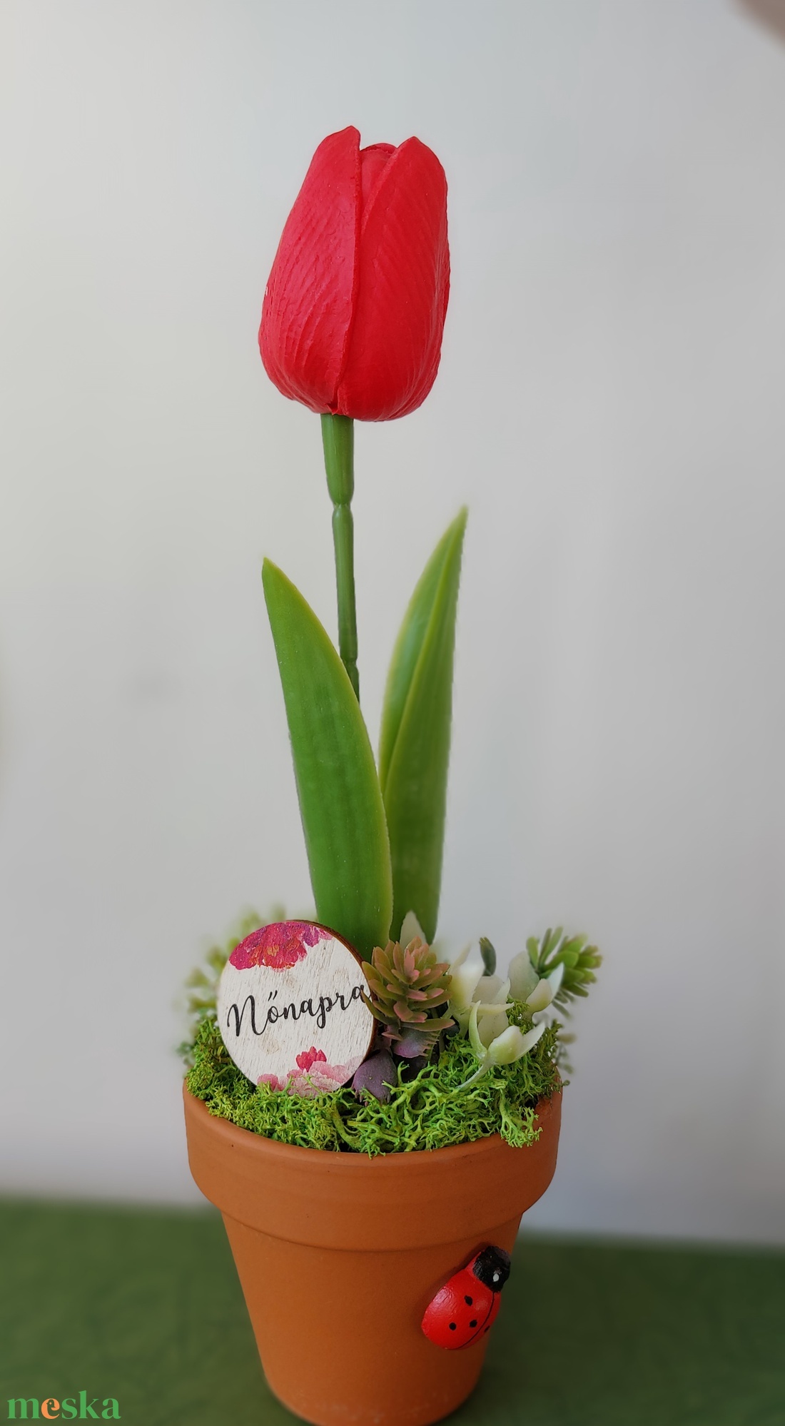 Cserepes tulipán - otthon & életmód - dekoráció - asztal és polc dekoráció - asztaldísz - Meska.hu