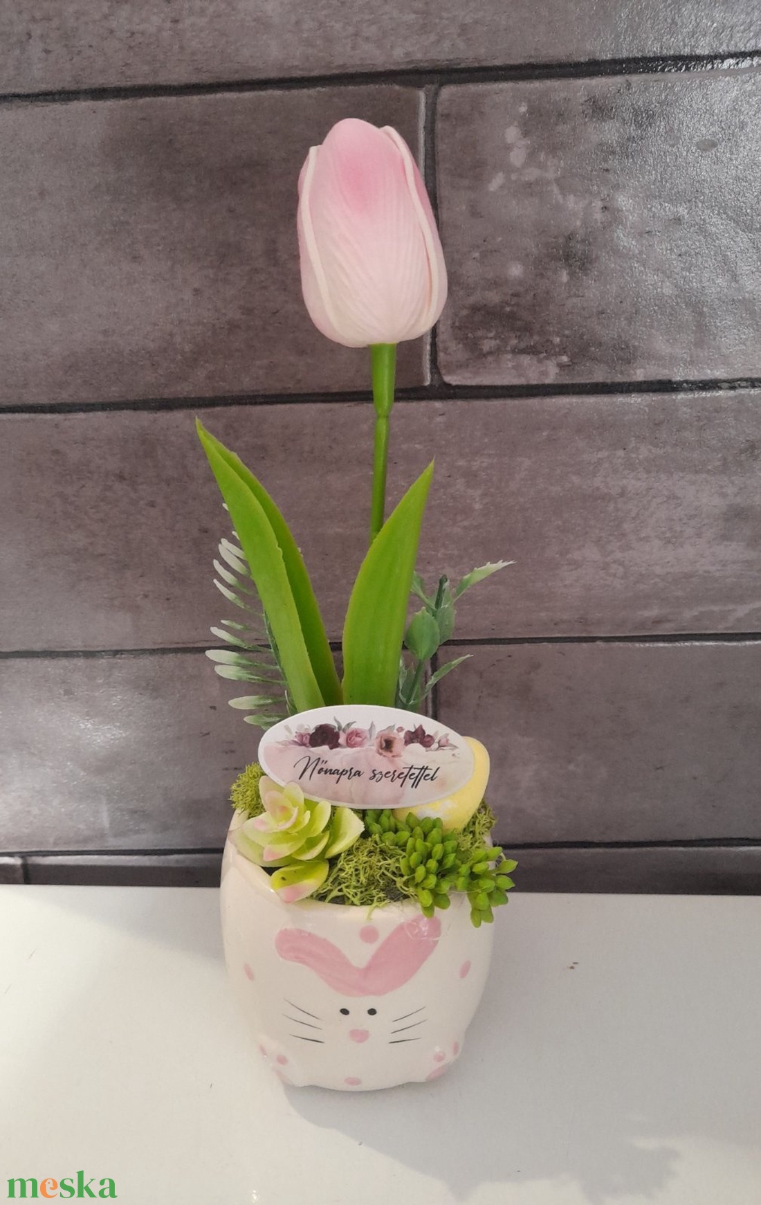 Cserepes tulipán 1 szálas - ünnepi díszek, dekorációk - húsvéti díszek és dekorációk - húsvéti asztaldíszek - Meska.hu