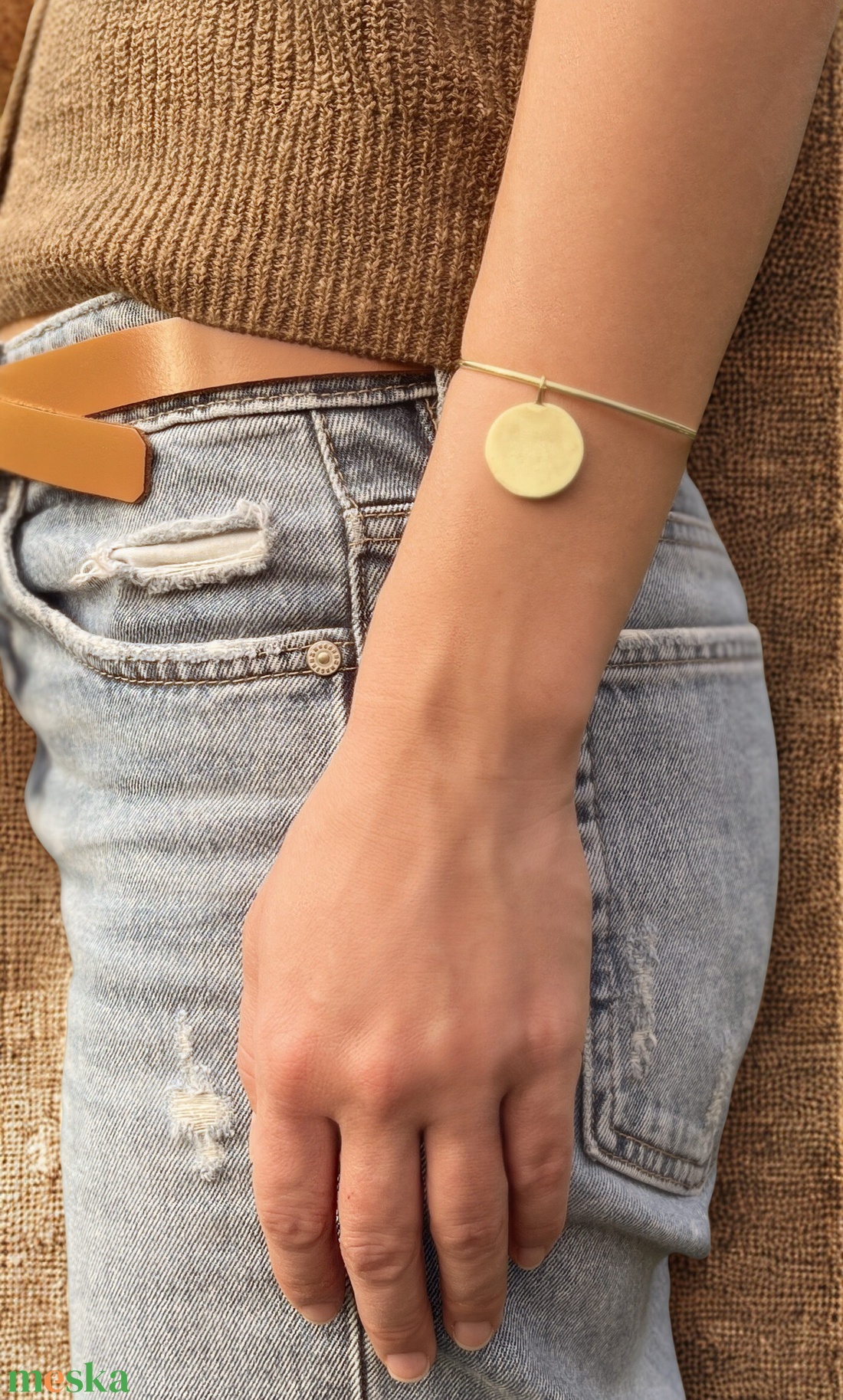 Aranyozott sárgaréz karperec  - ékszer - karkötő - karperec - Meska.hu