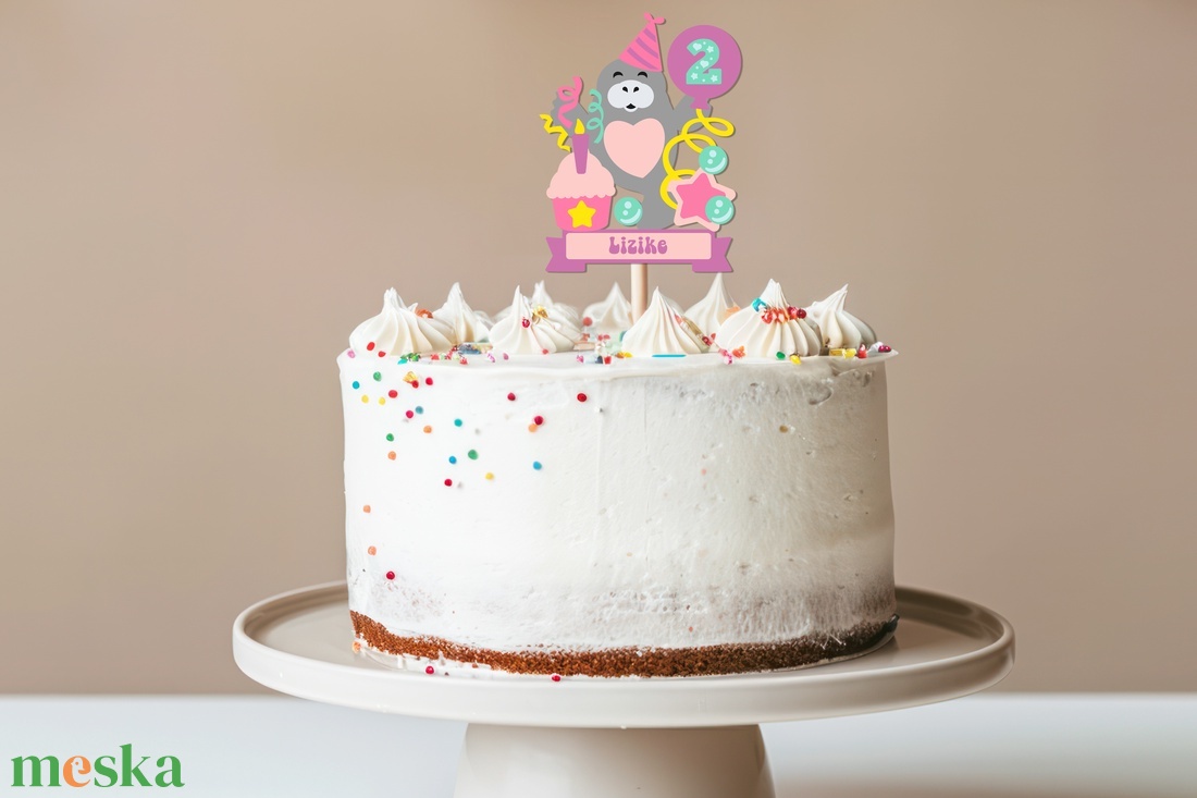Lamantin, névre szóló, számos torta beszúró, színes topper, fából - otthon & életmód - konyhafelszerelés, tálalás - sütés, főzés - sütidísz - Meska.hu