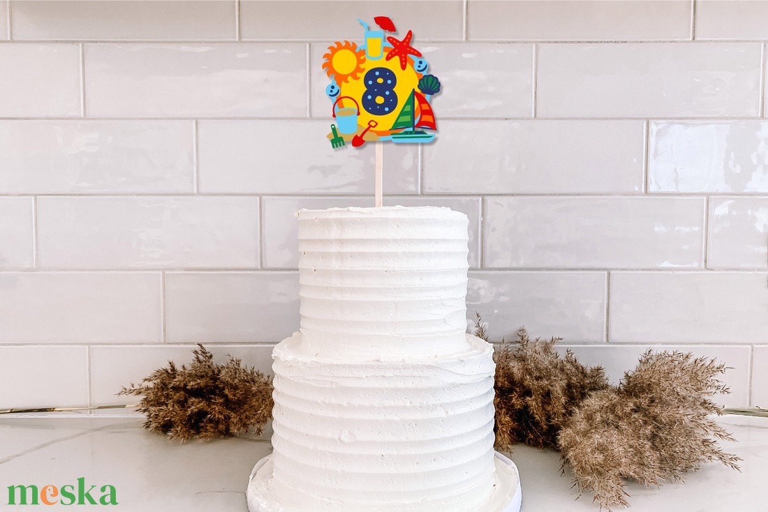 Tengerpart torta beszúró, színes topper, fából, számos - otthon & életmód - konyhafelszerelés, tálalás - sütés, főzés - sütidísz - Meska.hu