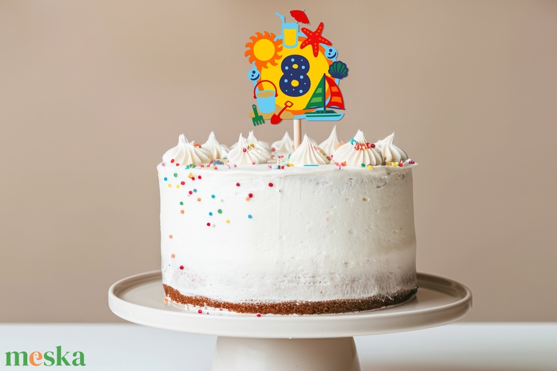 Tengerpart torta beszúró, színes topper, fából, számos - otthon & életmód - konyhafelszerelés, tálalás - sütés, főzés - sütidísz - Meska.hu